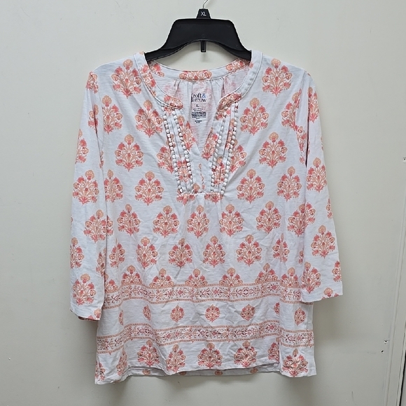 croft & barrow Tops - CROFT & BARROW Floral White and Pink Women's Top - Size XL